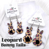 Wooden Leopard Bunny Tails -Earrings