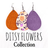 1.5" Ditsy Flowers Mini Collection (Leather) -Earrings