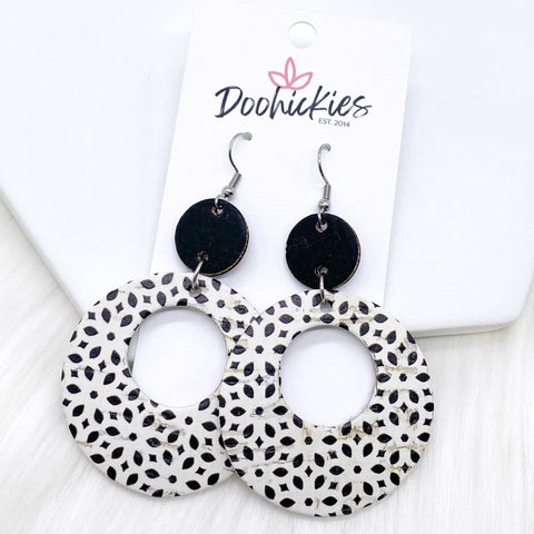 2.5” Black & Black Abstract Double O Corkies -Earrings