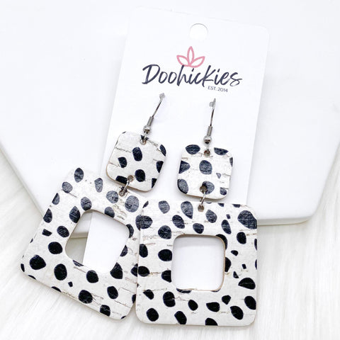 2.5" Dalmatian Square Corkies -Earrings