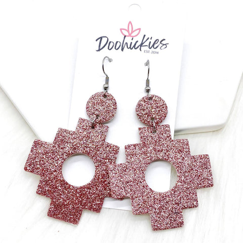 2.5" Blush Glitter Aztec Corkies -Earrings