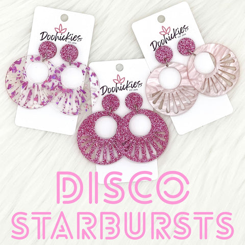 2.25" Disco Starburst Acrylic Dangles -Earrings