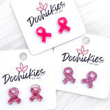 Acrylic Breast Cancer Awareness Ribbons - Earrings