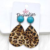 2" Turquoise & Leopard Bitty Dangles -Earrings