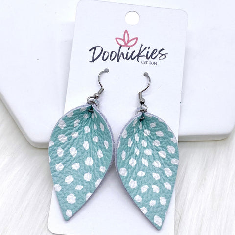 2" Mint Dot Petals (Smaller Version) -Earrings