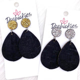 2" Black Dangle Corkies -Earrings