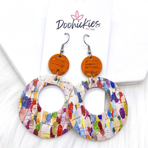 2.5” Orange & Mexican Confetti Double O's (Corkies) -Earrings