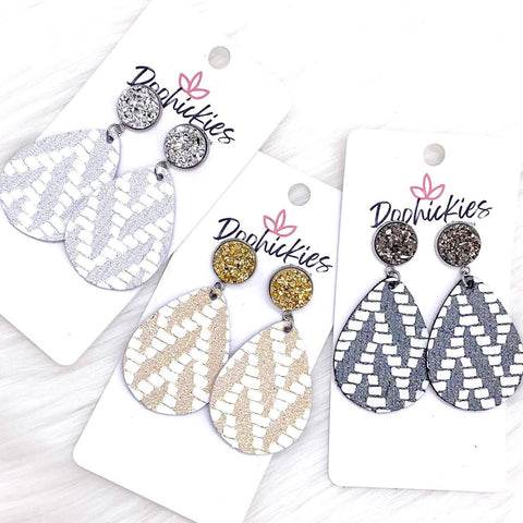 2" Metallic Chevron Dangles -Earrings