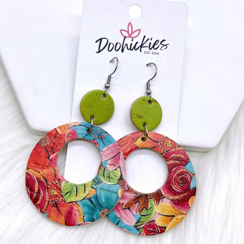 2.5" Lime & Tropical Paradise Double O Corkies -Summer Earrings