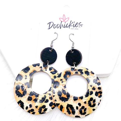 2.5" Black & Peach Leopard Double O Corkies -Earrings