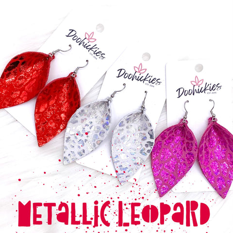 2.5" Metallic Valentine's Day Leopard Petals -Earrings