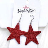 1.5" Fine USA Glitter Stars -Patriotic Earrings