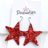 1.5" Chunky USA Glitter Stars -Patriotic Earrings
