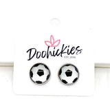 New Soccer Balls in Stainless Steel Settings -Sports Earrings