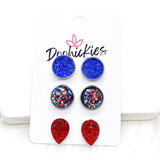 All American Confetti Triplets -Patriotic Earrings