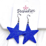 1.5" Fine USA Glitter Stars -Patriotic Earrings