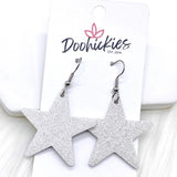 1.5" Fine USA Glitter Stars -Patriotic Earrings