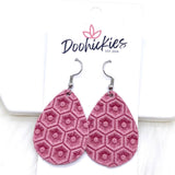 1.5" Purple Floral Mini Collection (Leather) -Earrings