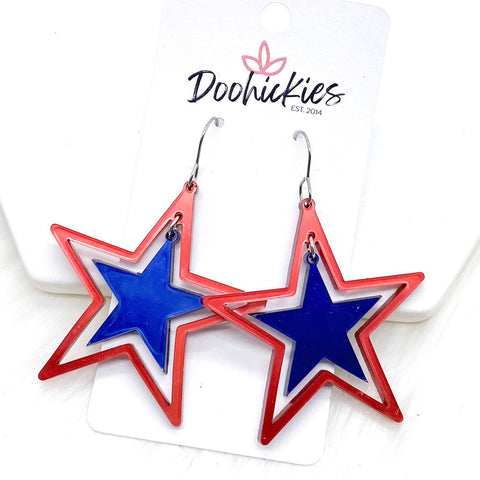 2" Star Spangled Patriotic Acrylic Stars -Patriotic Earrings