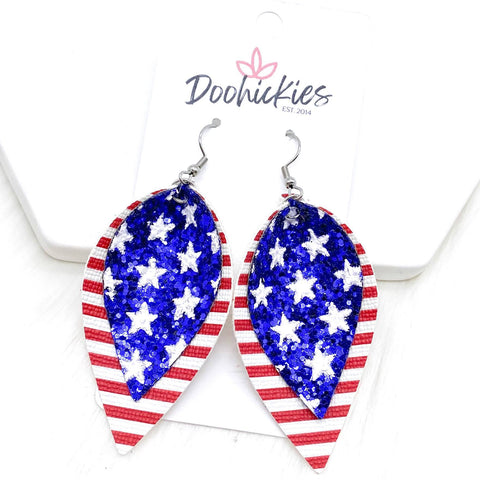 2.5” Stars & Stripes Layered Petals -Patriotic Earrings