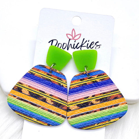 2" Lime & Serape Leather Jasmines -Earrings