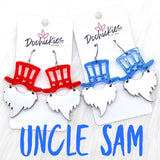 2" Uncle Sam Patriotic Acrylics -Patriotic Earrings