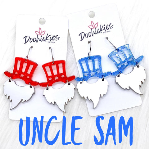 2" Uncle Sam Patriotic Acrylics -Patriotic Earrings